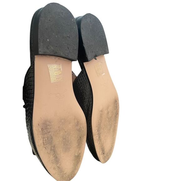 JCrew Leather Croc Embossed Slip on Mule Black Tassel size 8 - Picture 5 of 16